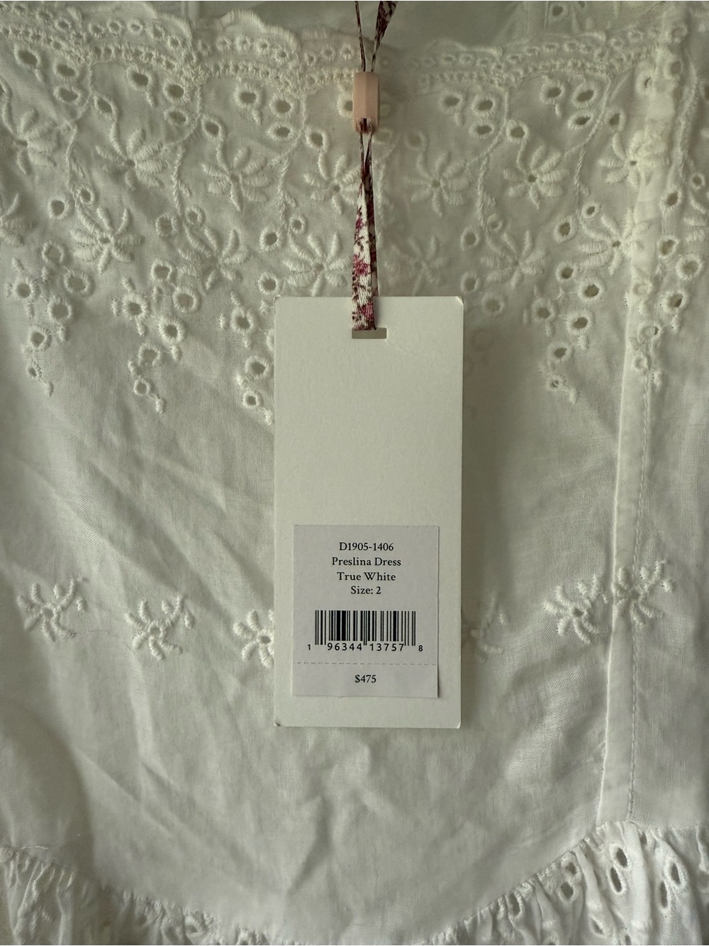 LoveShackFancy Preslina Dress True White Size 2 NWT - Picture 8 of 9